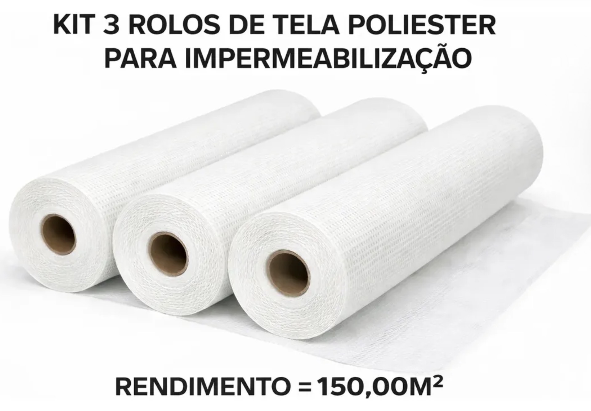 Kit 3 Rolos Tela Poliéster Impermeabilização 150mx1m = 150m2