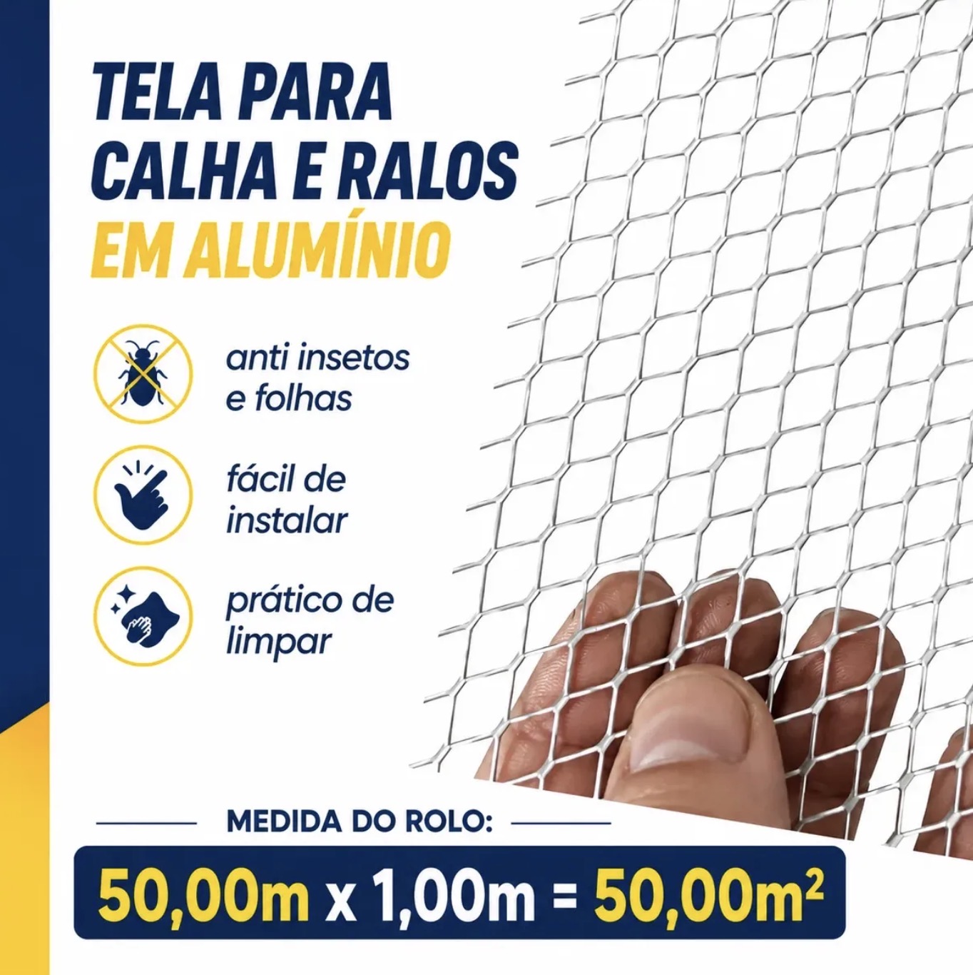 Tela Alumínio Expandido Calha Ralos Anti Insetos 50m X 0,30m — imagem 4