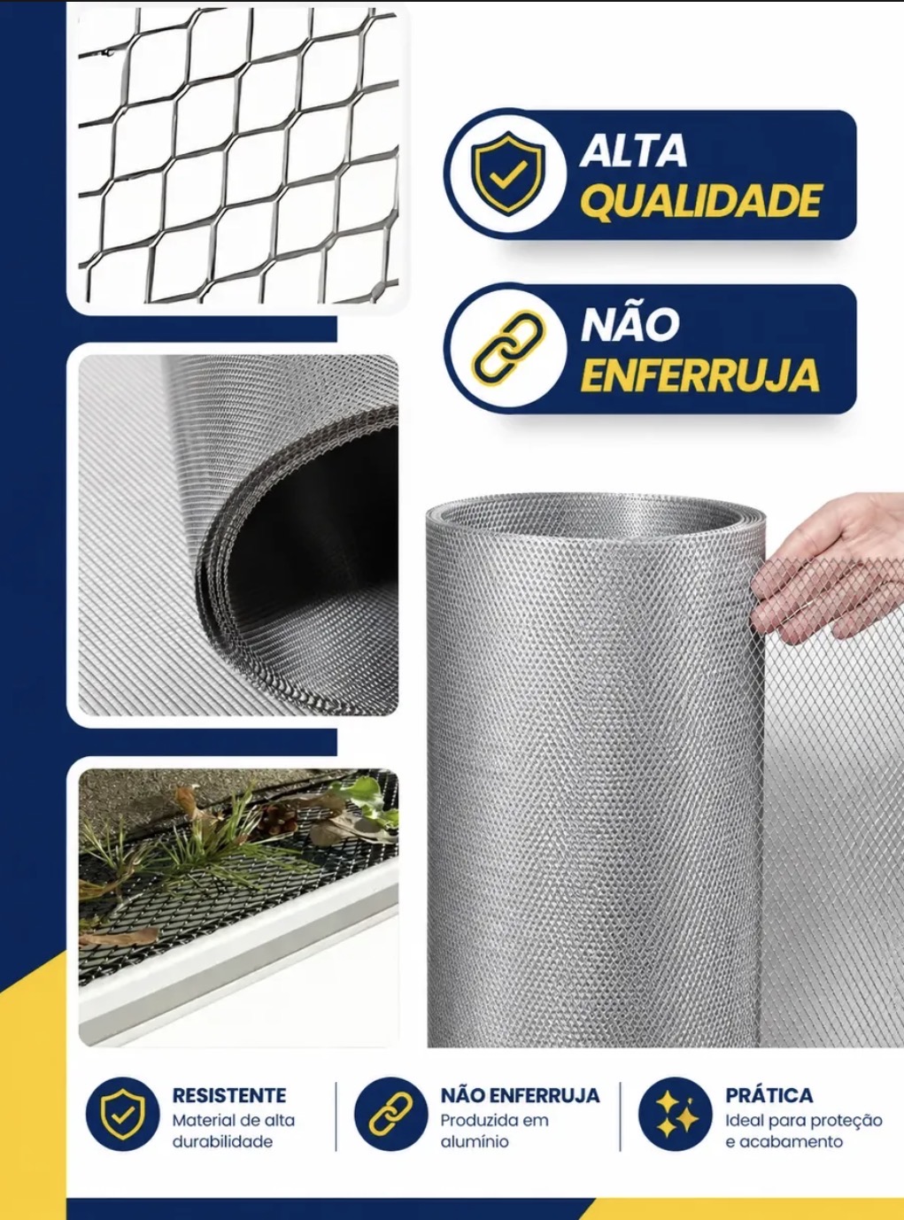 Tela Alumínio Expandido Calha Ralos Anti Insetos 50m X 0,30m — imagem 5